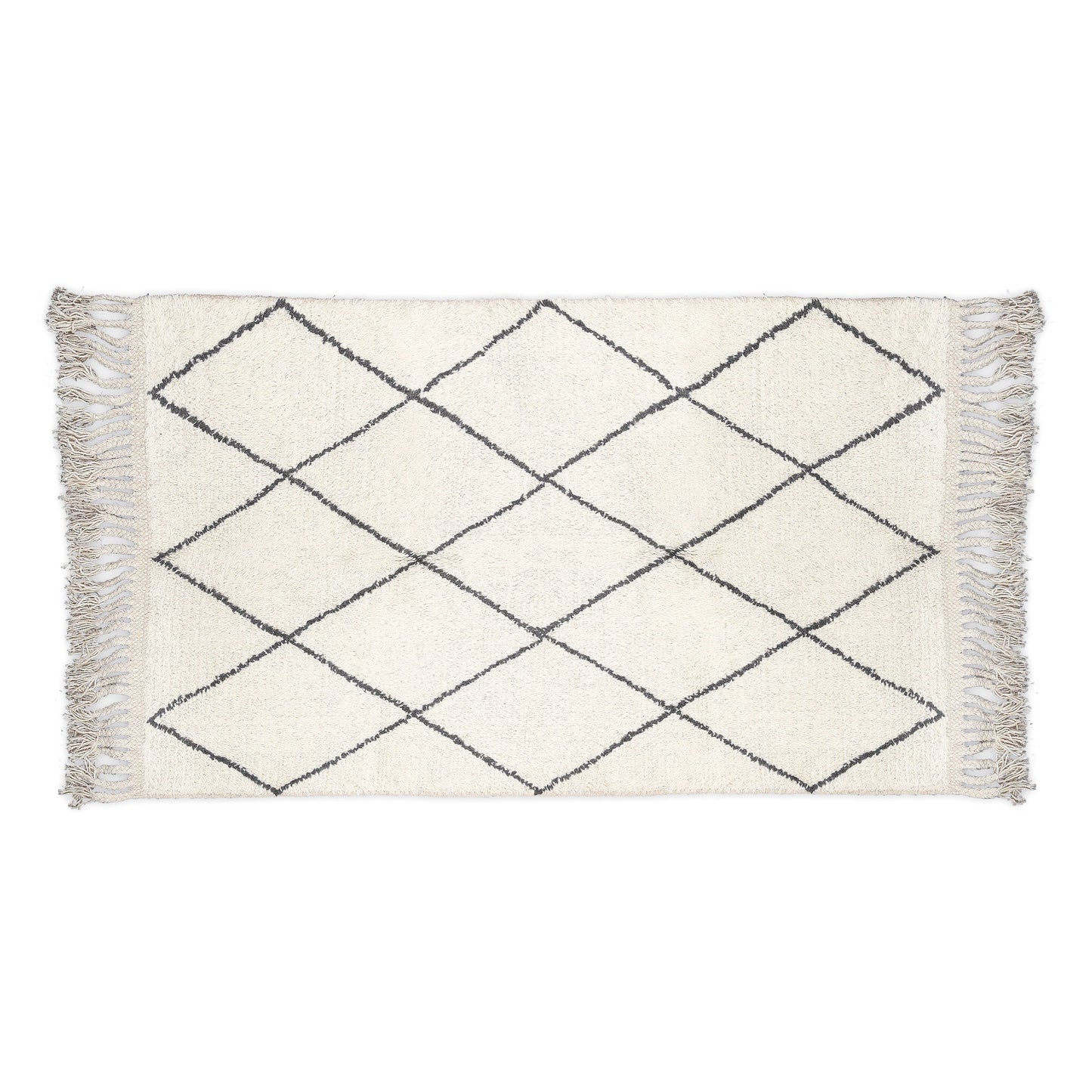 Hand Woven Wool Area Rug Woven Harlequin White Black