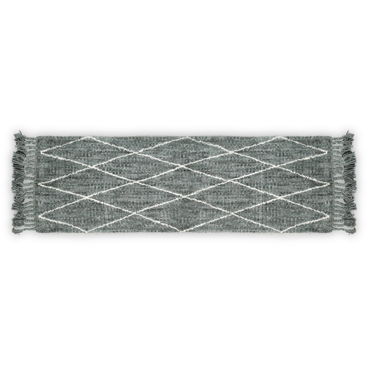Hand Woven Wool Area Rug Harlequin Gray White