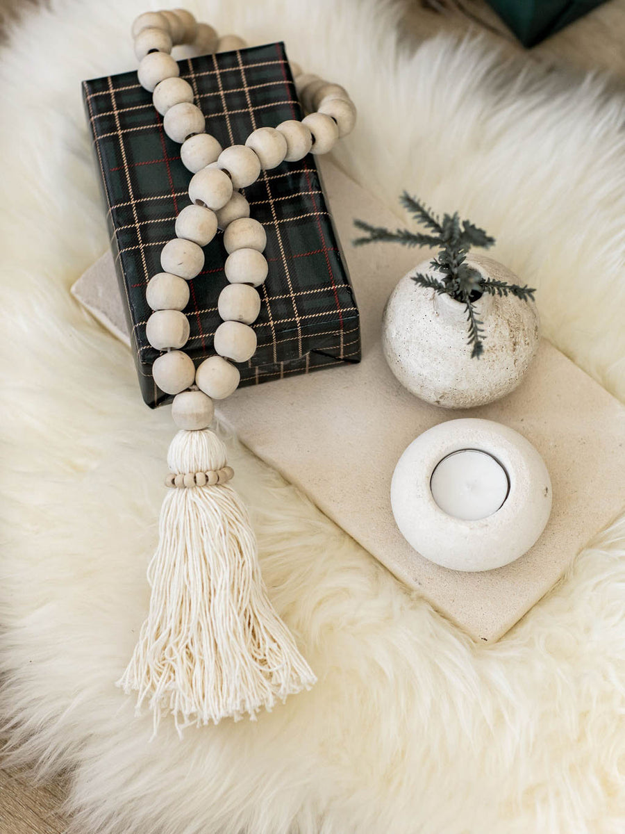 Boho Beaded Tassel - Natural (2cm)