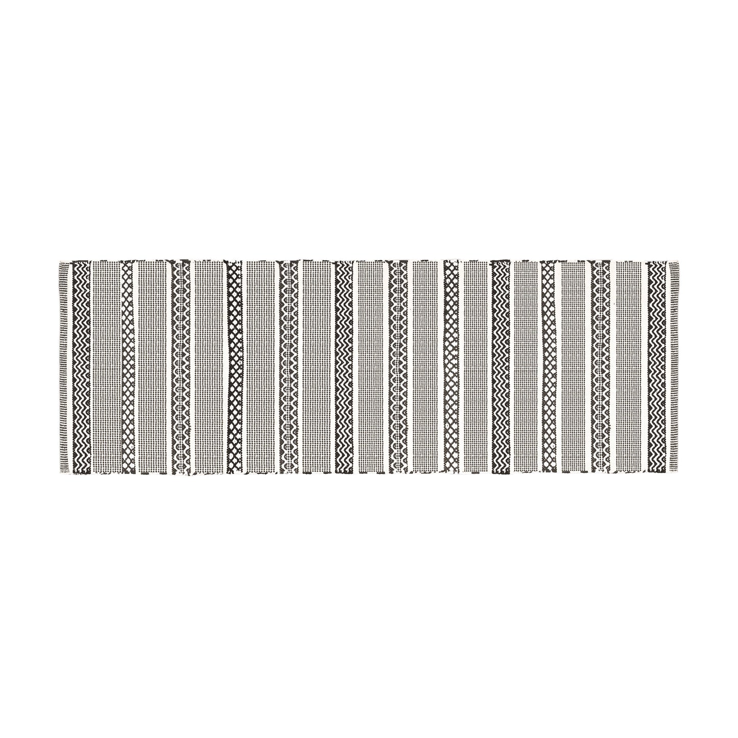 Cotton Area Rug Woven Black White Geometric Boho 1164