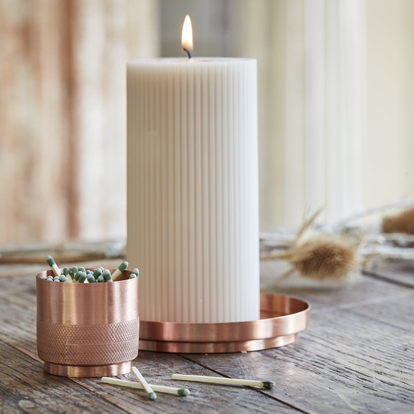 Fang Ribbed Pillar Candle