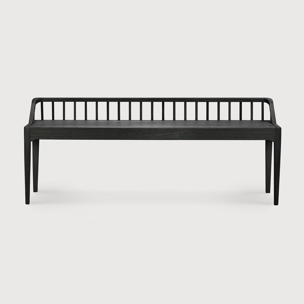 Oak Spindle Black Bench