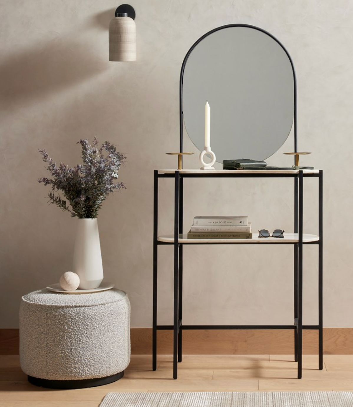 Sinclair Round Ottoman- Knoll Domino