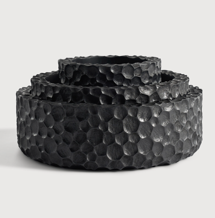 Black Chopped Bowls Set