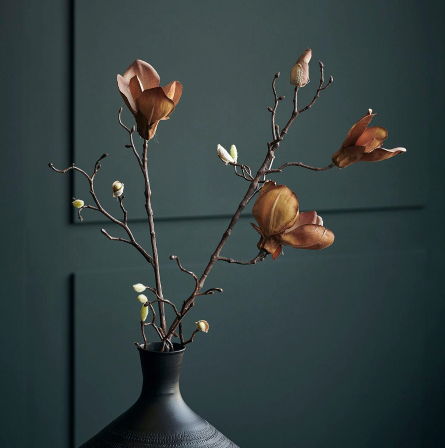 Magnolia Brown Flower Faux