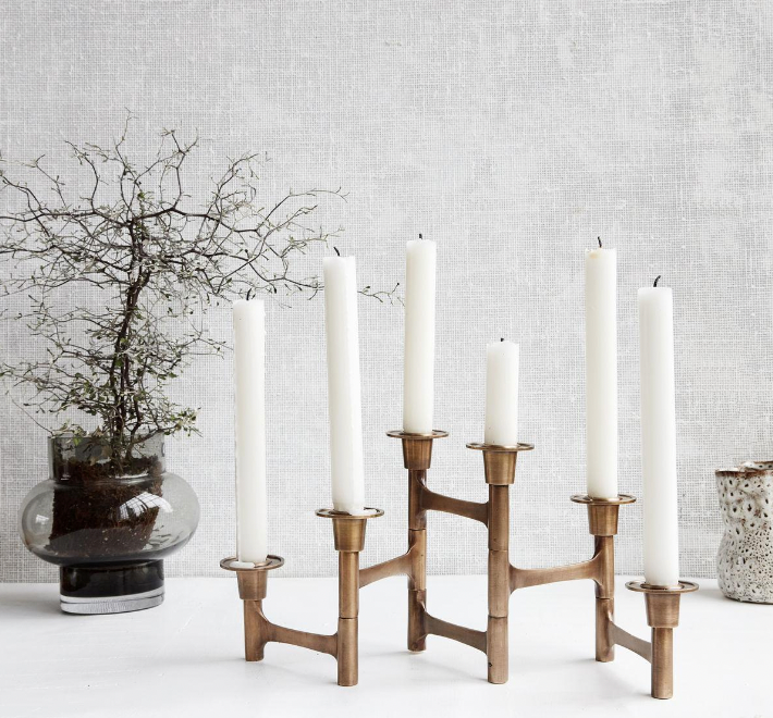 Candle Stand with 6 Cups, brass