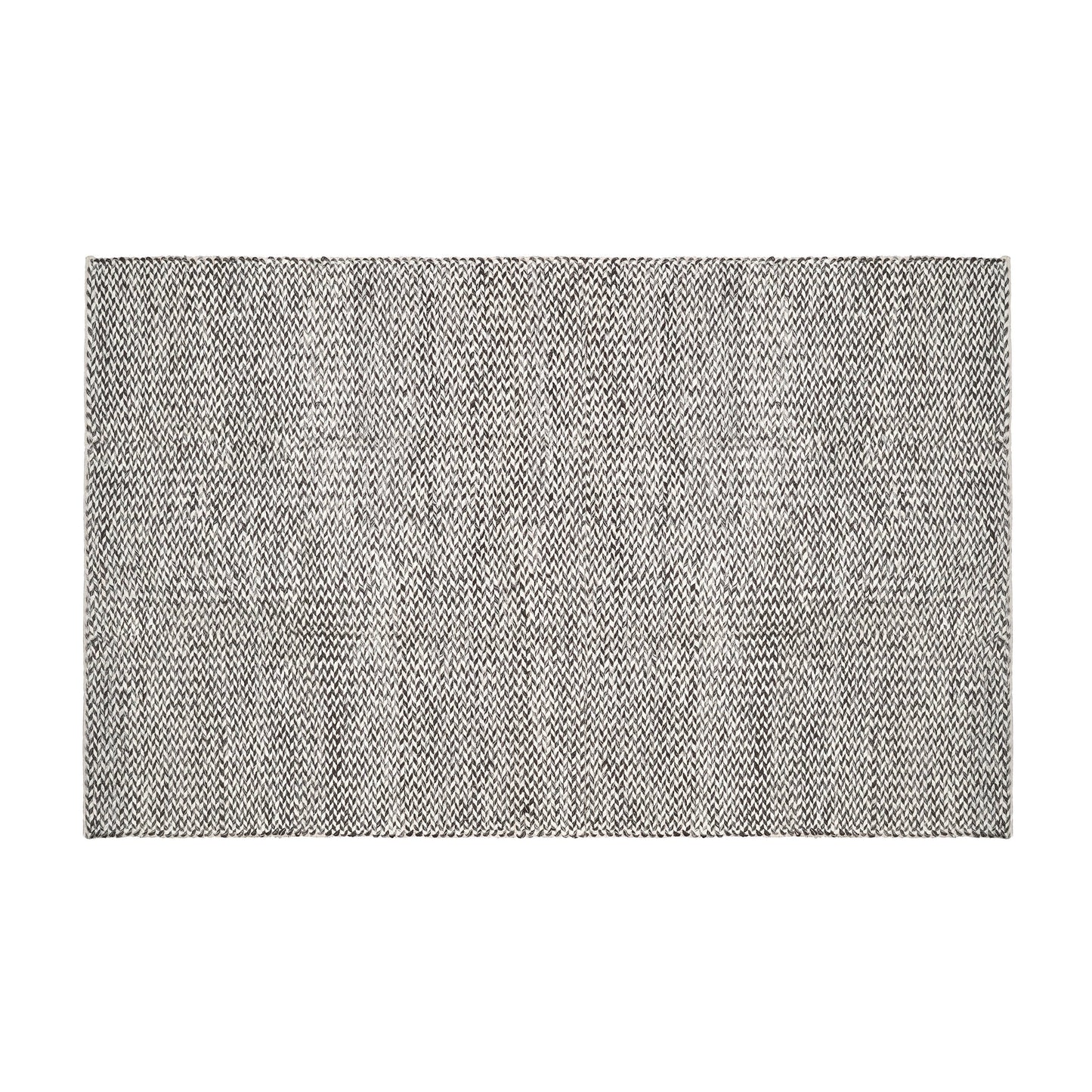 Hand Woven Wool Area Rug Woven Black and White Chevron