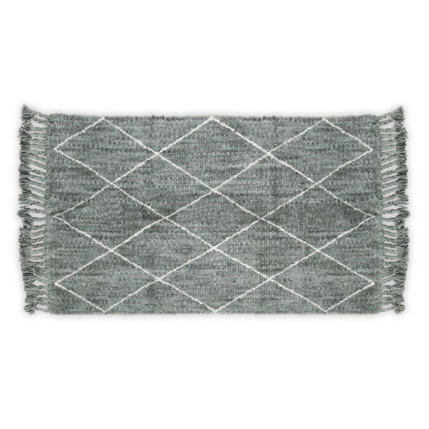 Hand Woven Wool Area Rug Harlequin Gray White