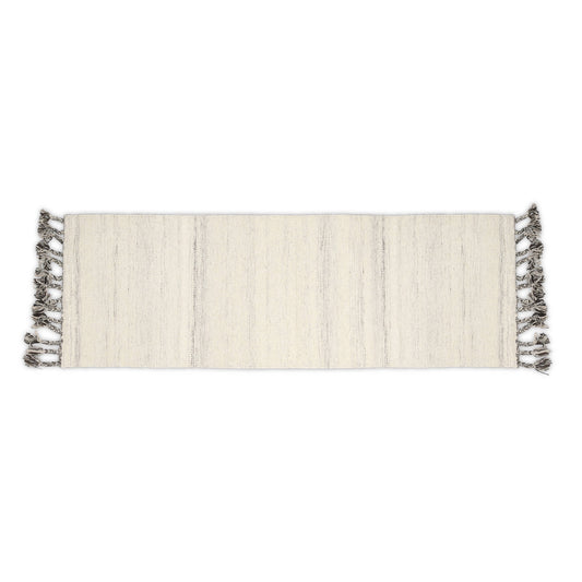 Hand Woven Wool Area Rug Woven White With Gray Shades