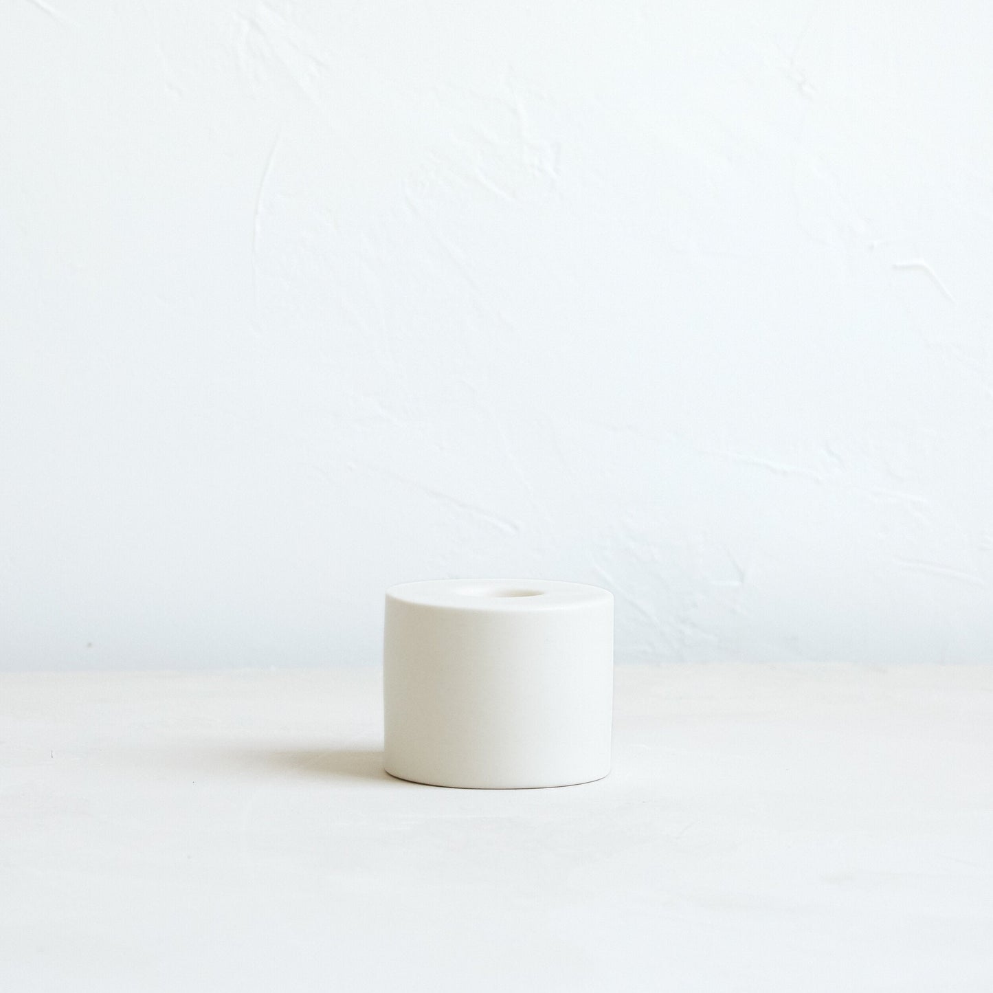Petite Ceramic Taper Holder, Matte White, Cylinder