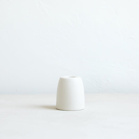 Petite Ceramic Taper Holder, Matte White, Cone